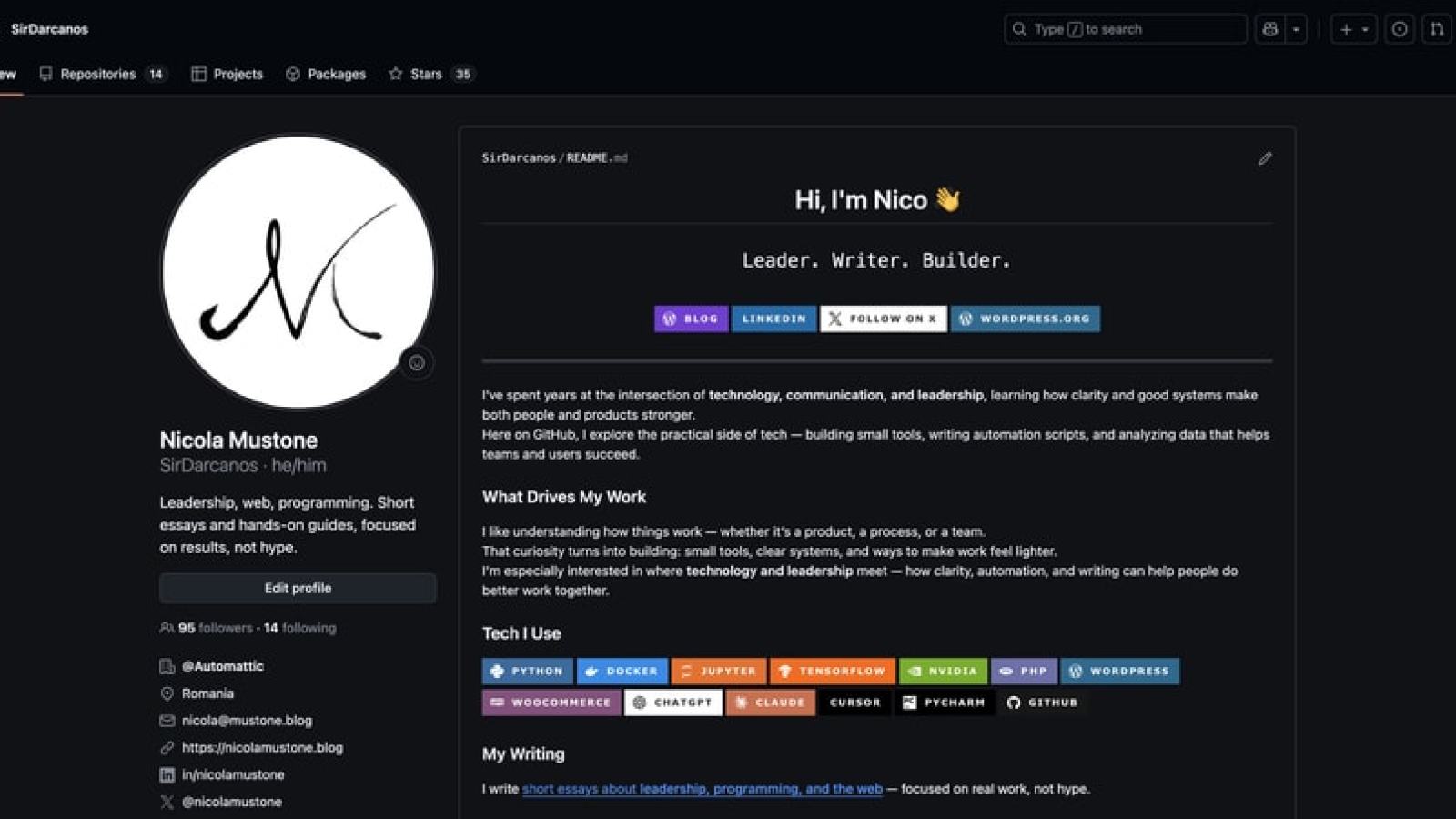 SirDarcanos' GitHub README